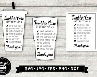 Tumbler Care Cards Svg Etsy