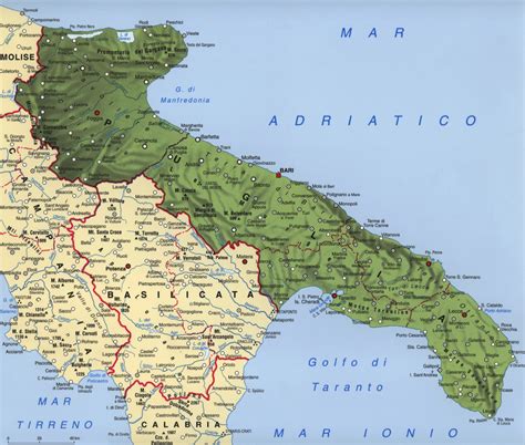 Mappa regione puglia (italia) e carta stradale aggiornata. Geografia Italia Territorio Storia Economia della Puglia