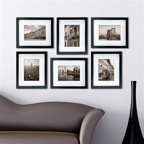Gallery Pack Of 6 8x10 Inch Matted To 5x7 Inch Frame Black Gallery