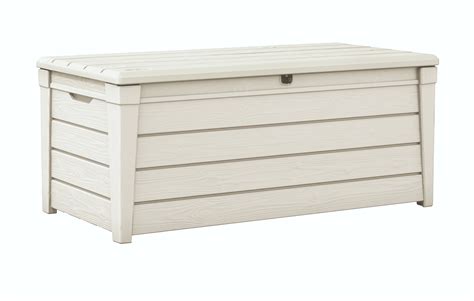 Keter Brightwood 120 Gallon Deck Box With Pool Kit Resin Outdoor Patio