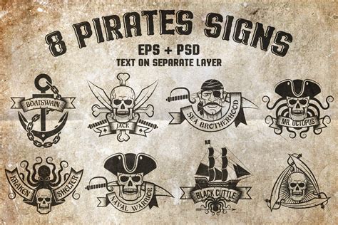 8 Pirates Signs By Agor2012 Studio Design Bundles