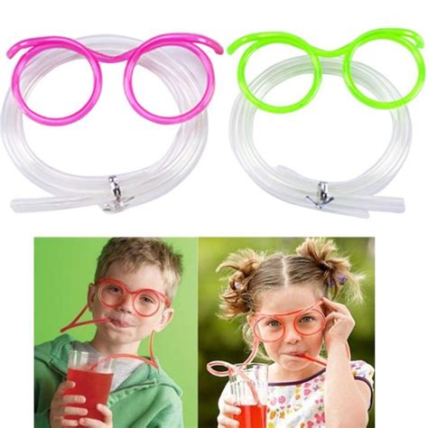 Funny Crazy Straws Diy Drinking Straw Eyeglasses Glasses 2pcs Random Color Diy Straw Crazy