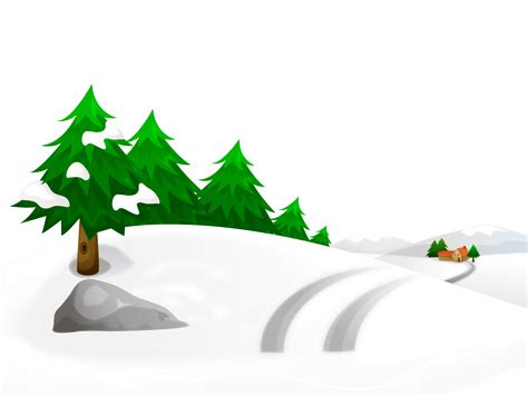 Snowy Winter Ground with Trees and House PNG Clipart Image | Gallery ...