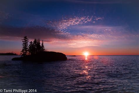 Sunrise Over Lake Superior Near The Tombolo North Of Grand Marais Mn