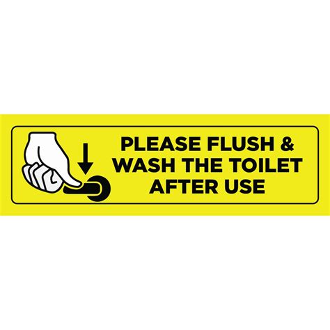 Please Flush And Wash The Toilet After Use Sign Sticker Cw Rigid Pvc