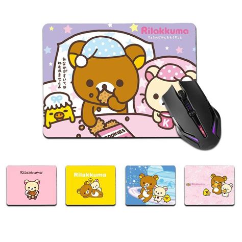 Kawaii Rilakkuma Mouse Pad With Teddy Bears Rainbow Cabin