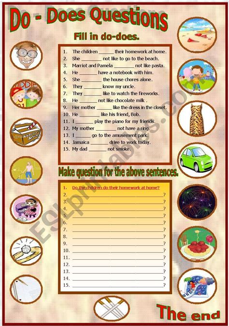 Do And Does Questions Worksheets