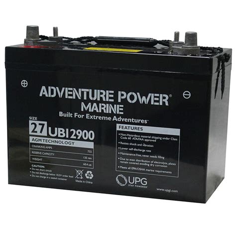 Upg Series 27 12 Volt Marine Post Battery Ub12900 Group 27 The