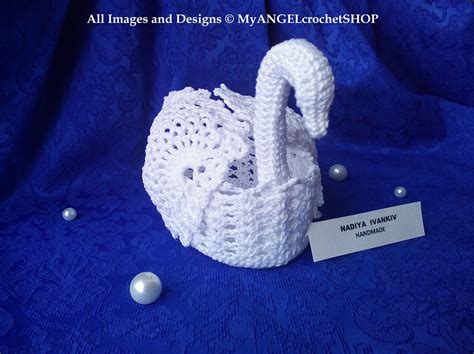 Crochet Swan Pattern Wedding Decor Basket Or Dish Table Etsy
