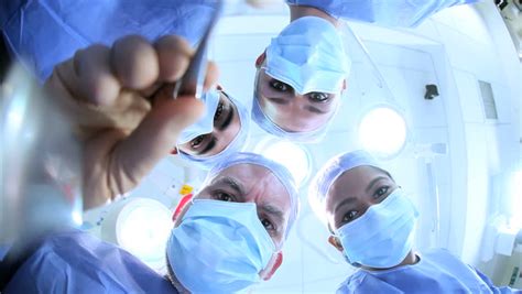 Patient Pov Faces Hands Male Female Surgeons Nurses Wearing Surgical