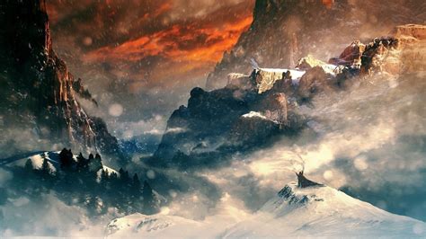 Fantasy Art Landscape Mountain Pass Wallpapers Hd Desktop And