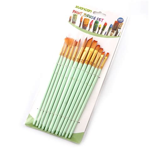 12pcs Paint Brushes Set Kit Multiple Mediums Brushes With Nylon Hair