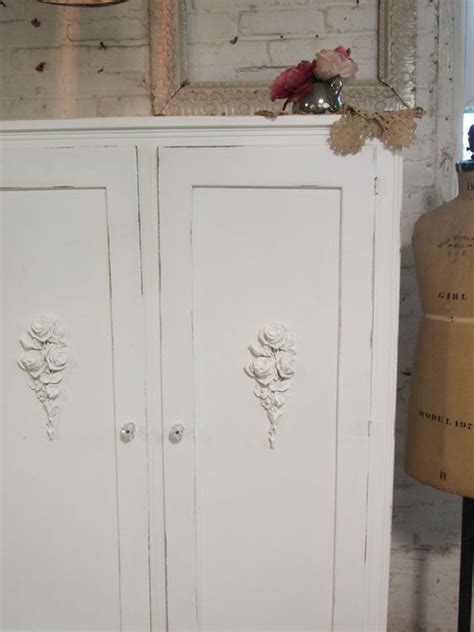 Painted Cottage Chic Shabby White Romantic Armoire Am244