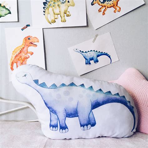Blue Dinosaur Kids Pillow Dinosaur Decorative Pillow Baby Etsy Kids