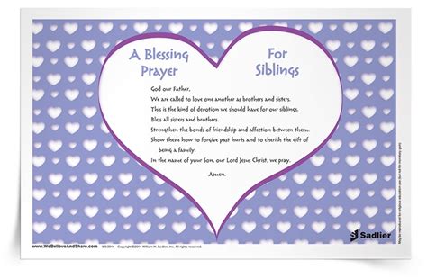 Prayer For Siblings Prayer Card Sadlier Religion