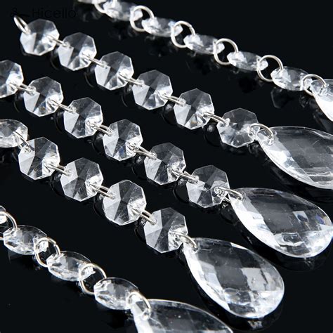 10pcs Strand Acrylic Crystal Bead Hanging 6 Clear Octagonal Garland