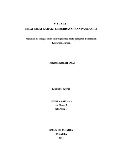 Contoh Cover Makalah: Pengertian, Ciri, Format dan Templatenya - Best