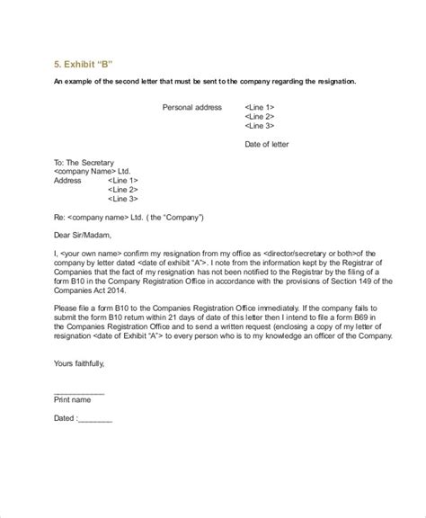 Free 6 Sample Company Resignation Letter Templates In Pdf Ms Word