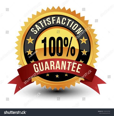 100 Satisfaction Guarantee Golden Medal Isolated Stock Vector Royalty