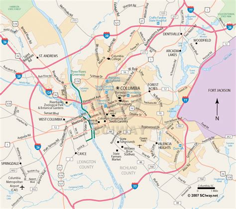 Columbia South Carolina Printable Map