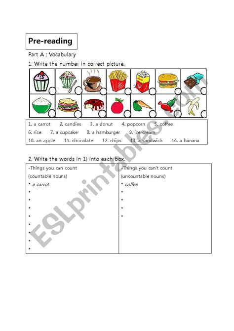 Countable And Uncountable Nouns Esl Worksheet By Sskiru