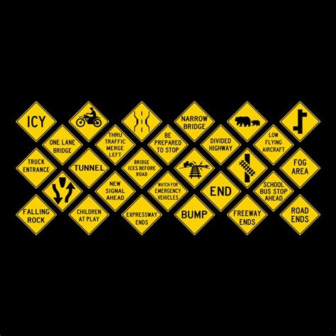 Road Signs Clipart Warning Signs Svg Png Yellow Traffic Etsy