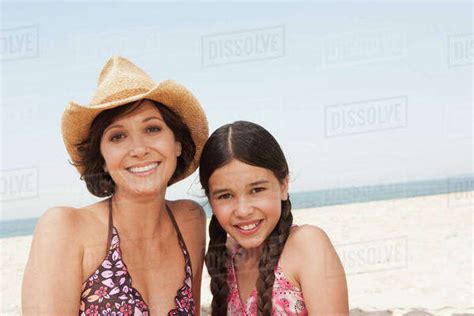 Mother And Daughter Smiling On Beach Stock Photo Dissolve My XXX Hot Girl