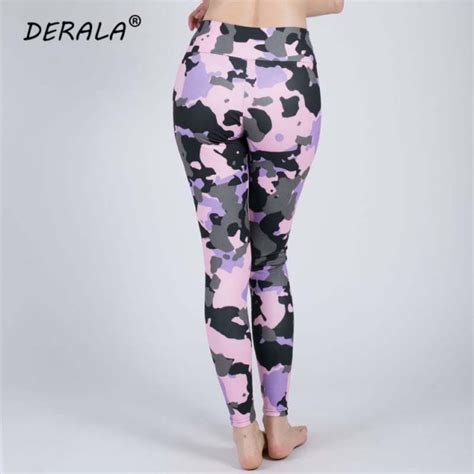 Stretchy Fitness Excercise Pink Camouflage Leggings Ladies