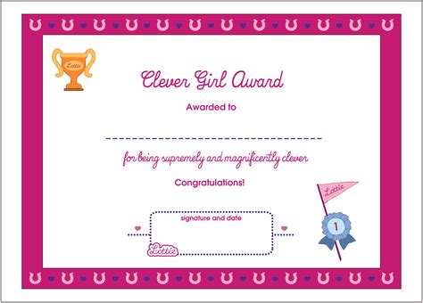 Printable Award Certificate Templates For A Girl