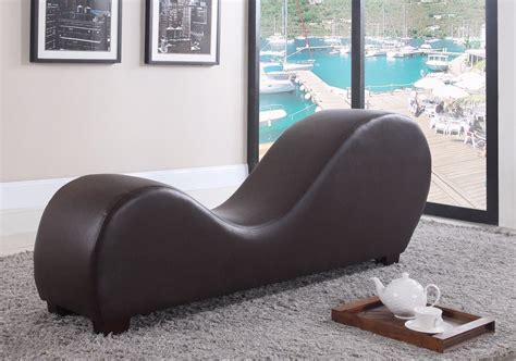 Brown Modern Bonded Leather Chair Stretching Relaxation Chaise Lo Leather Chaise Lounge