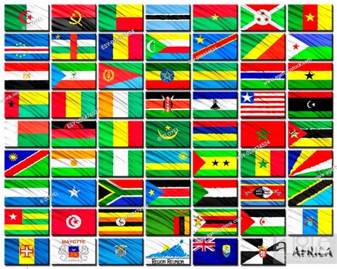 Flags Set Of African Countries In Alphabetical Order On A White