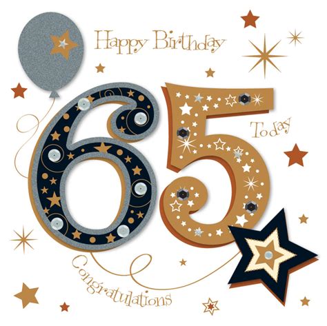 Congratulations 65th Embellished Birthday Greeting Card Cards