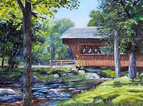 Donna Munsch Fine Art Original Oil Painting Springwater Volunteer Bridge