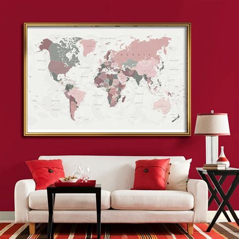لوحة خريطة العالم العتيقة قماش غير منسوج ملصق جداري ريترو ديكور