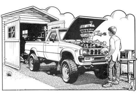 The toyota pickup will go do. very cool drawing of a Toyota by artis Pat Perry ...