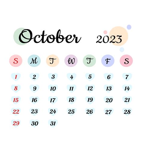 Calendrier Octobre 2023 Png Octobre 2023 Calendrier 2023 Conception