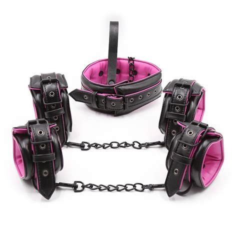 Products Sex Shop 3 Pcs Set Leather Adult Sex Toy Handcuffs Shackle
