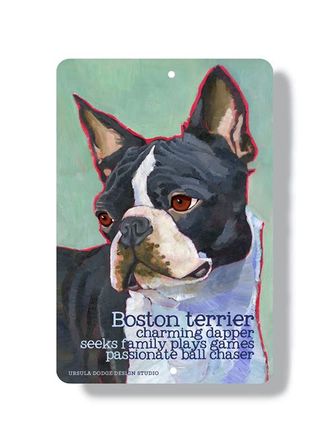 Boston Terrier Metal Plaque Picture Doggie Tags