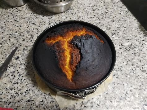 This Burnt Cake I Made Looks Like An Erupting Volcano R