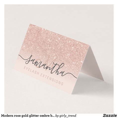Modern Rose Gold Glitter Ombre Blush Eye Aftercare Business Card