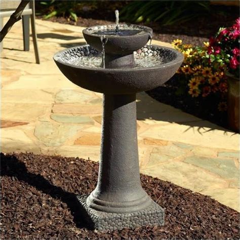 Solar Powered Water Fountain With Battery 3 Tier Modern Cascade