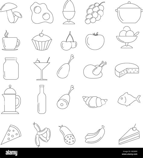 Conjunto De Iconos De Alimentos Y Bebidas Ilustración Vectorial Eps 10