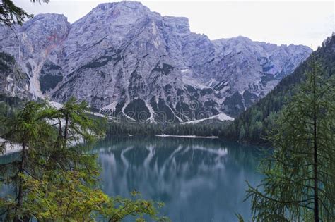 Lago Di Braies Braies Lake Italy Stock Photo Image Of Dolomites