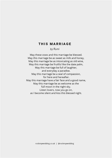 This Marriage By Rumi Wedding Poem Wedding Reading Wedding Poems