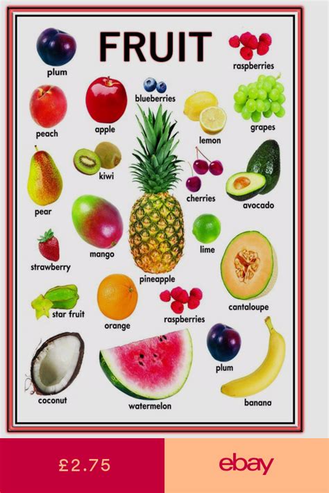 Fruit And Vegetable Chart For Kids