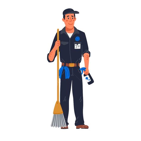 Janitor Clipart Transparent Background Janitor Male Janitor In Black