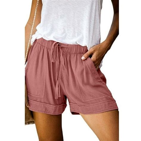 lallc women s summer plus size elastic waist casual drawstring beach sports shorts walmart
