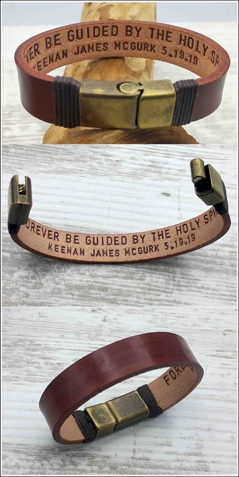 Check spelling or type a new query. Graduation Gift for Son, Class of 2019, Engraved Leather Bracelet, Hidden Message, Custom Quote ...