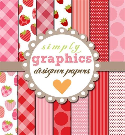 Strawberry Pink And Strawberry Red Digital Scrapbook Paper For Etsy