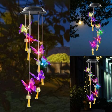 Wind Chimes Outdoor Solar Butterfly Wind Chime Led Color Changing